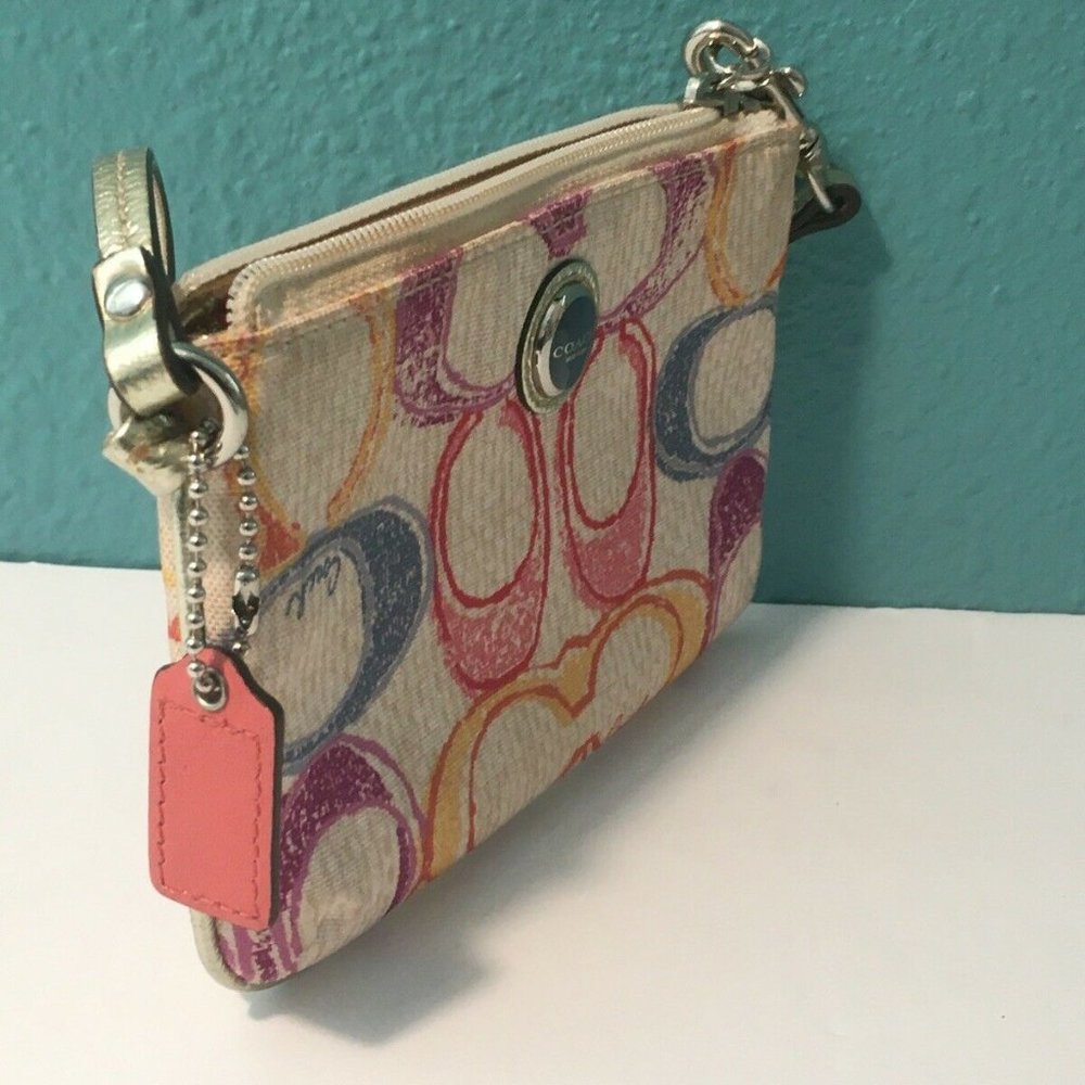 🎭 Coach F40422 Hampton Signature Scribble Wristlet Wallet Clutch Pouch - Picture 4 of 9